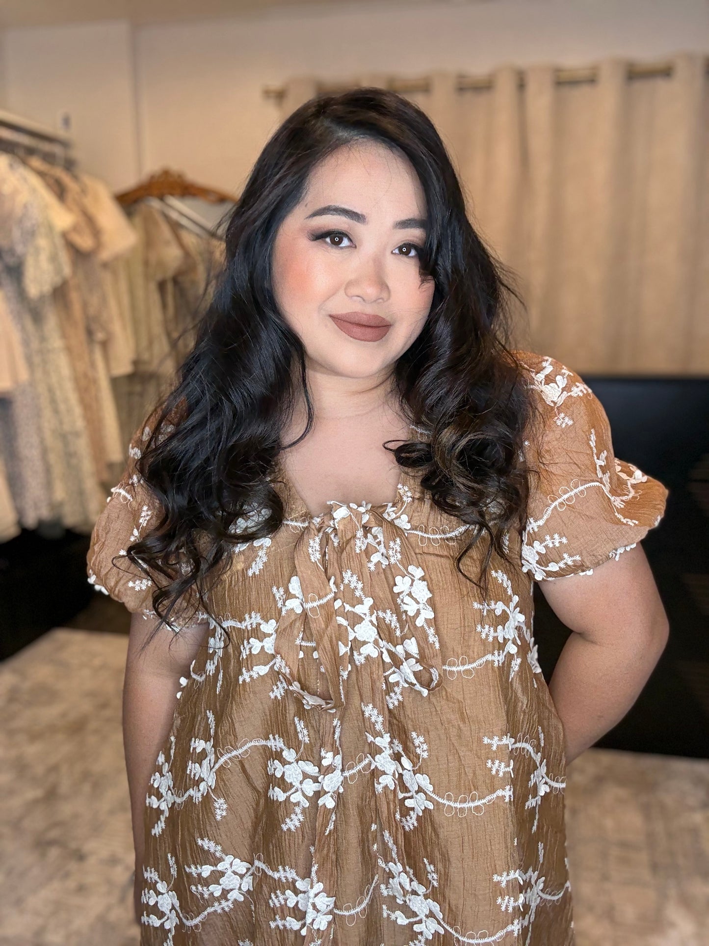 Camel Embroidery Dress