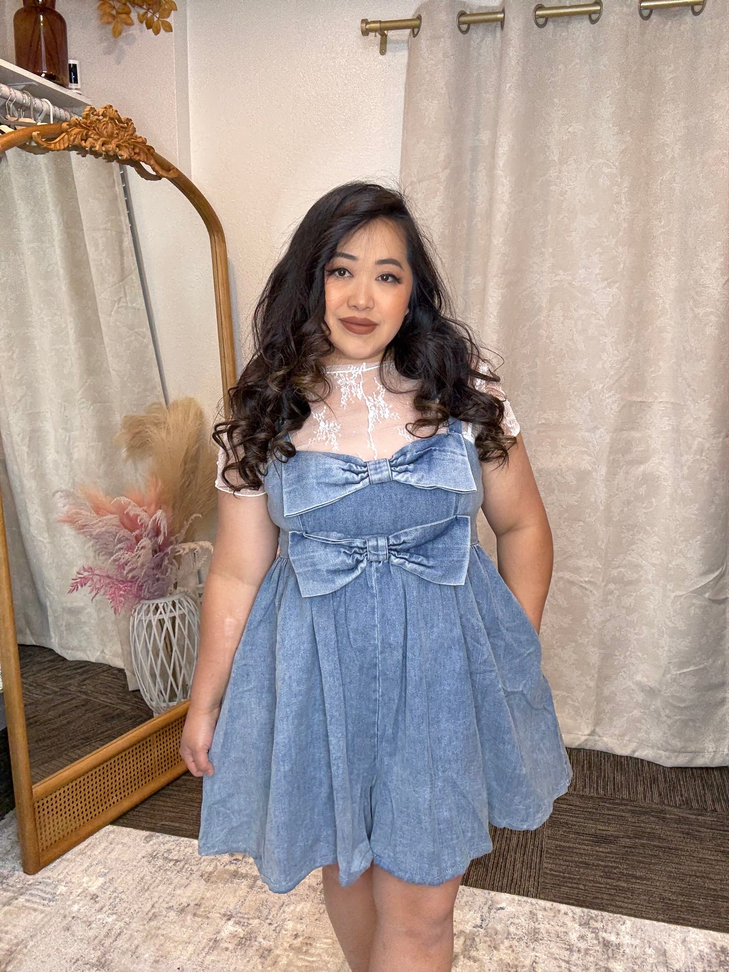 Denim Bow Romper