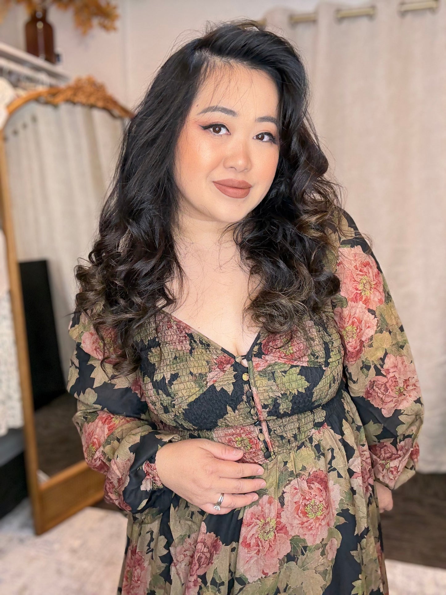Brown Floral Dress
