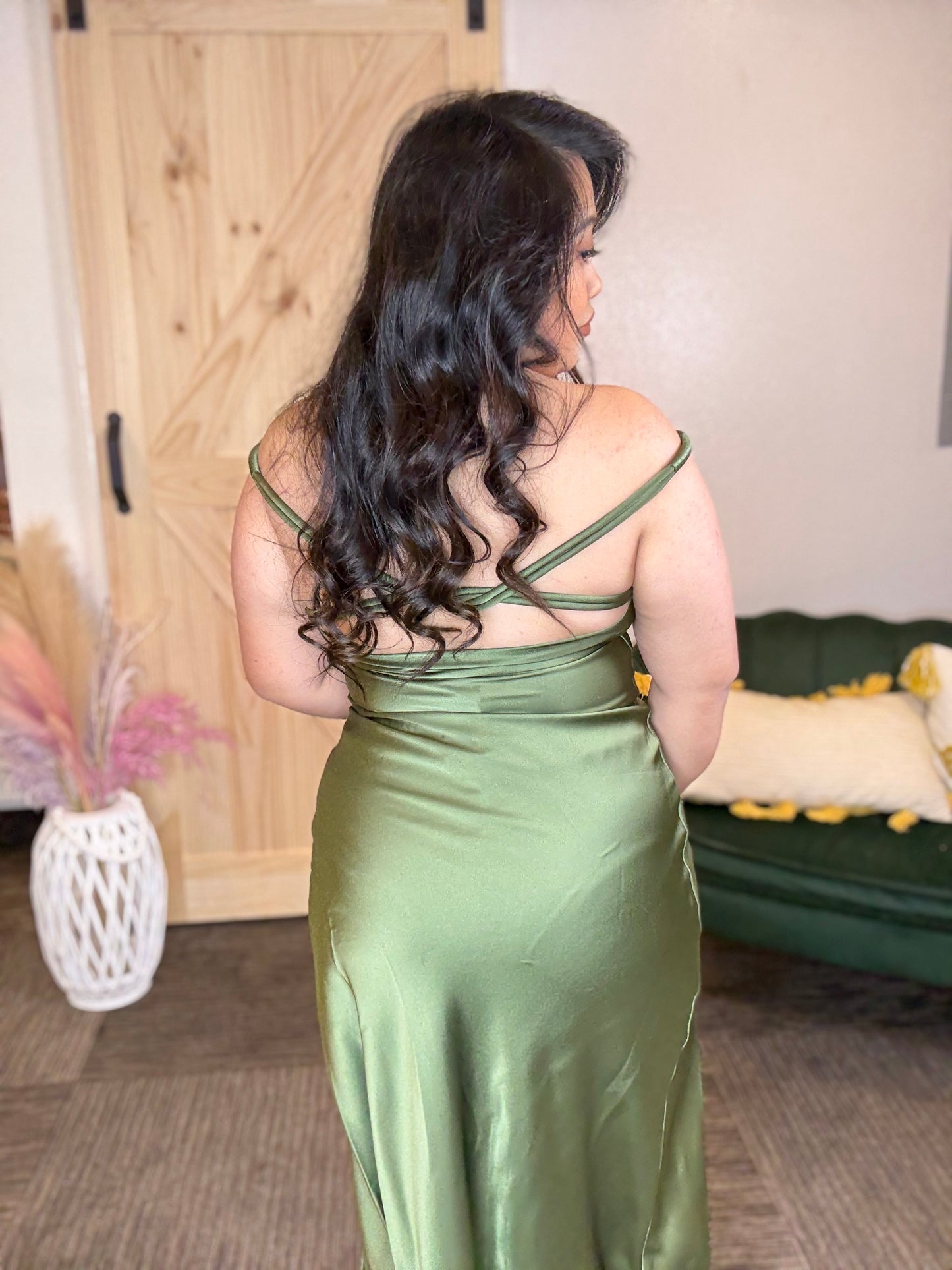 Satin Braided Back Dress