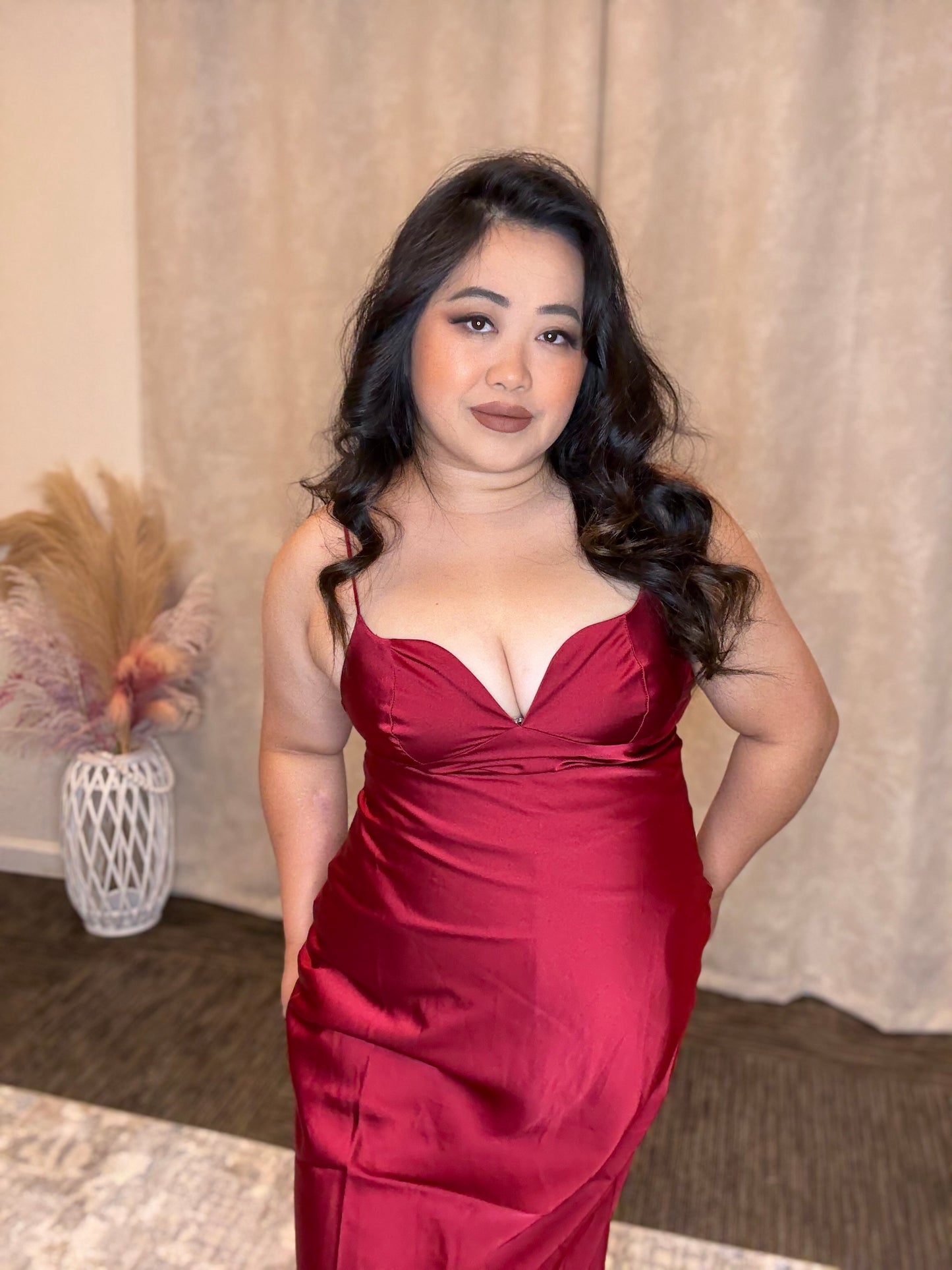 Red Satin Dress