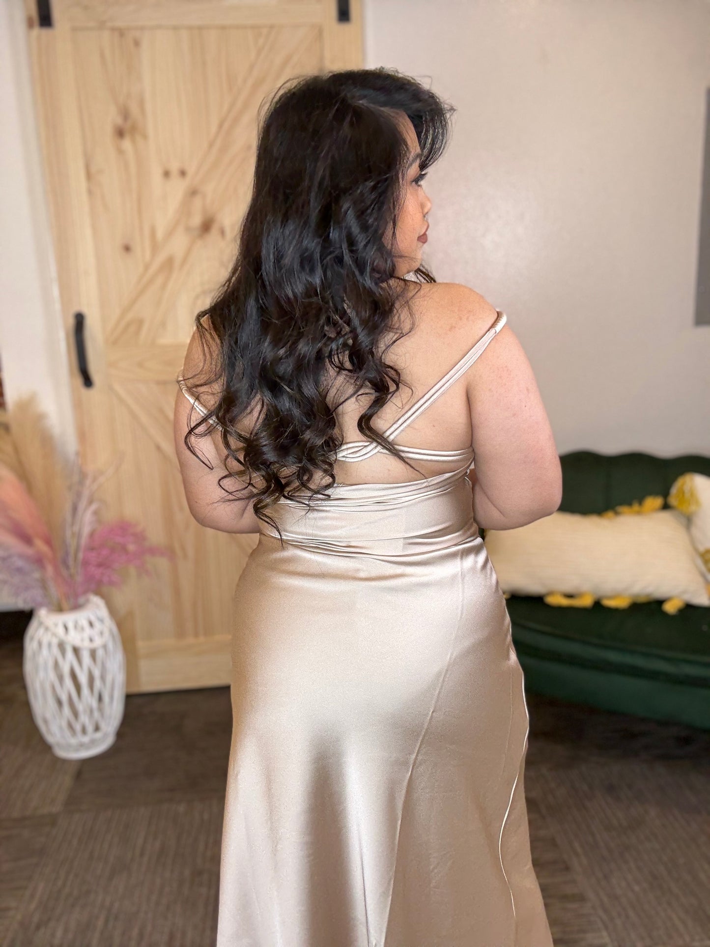 Satin Braided Back Dress