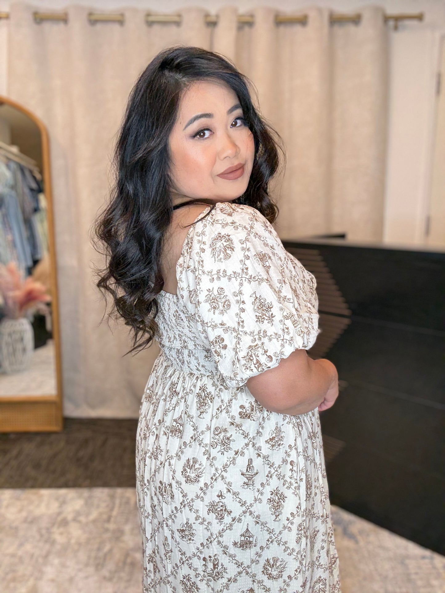 Cream Floral Dress
