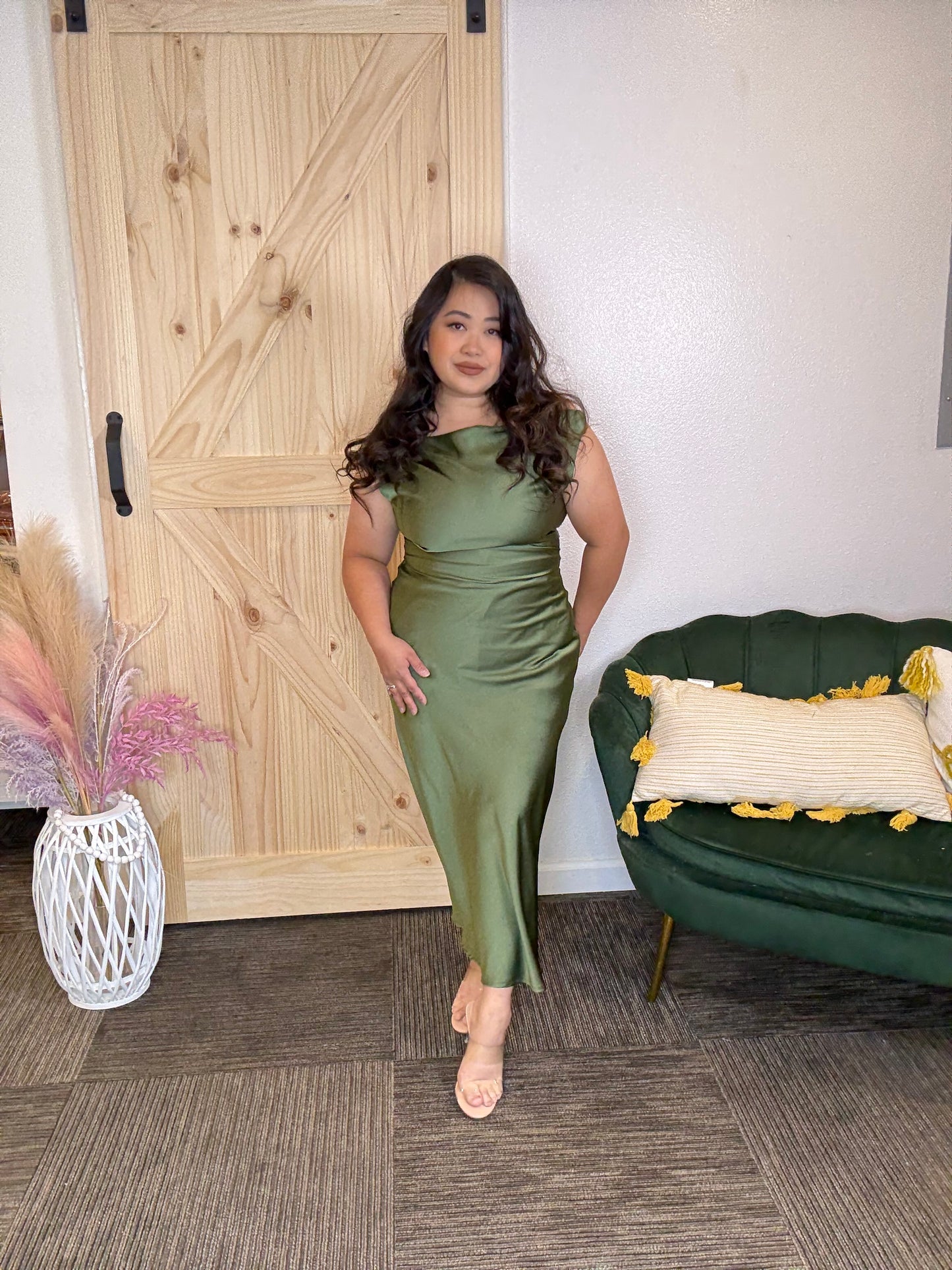 Satin Braided Back Dress