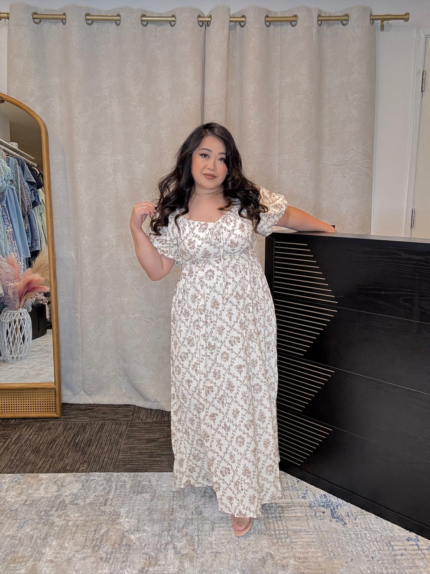 Cream Floral Dress