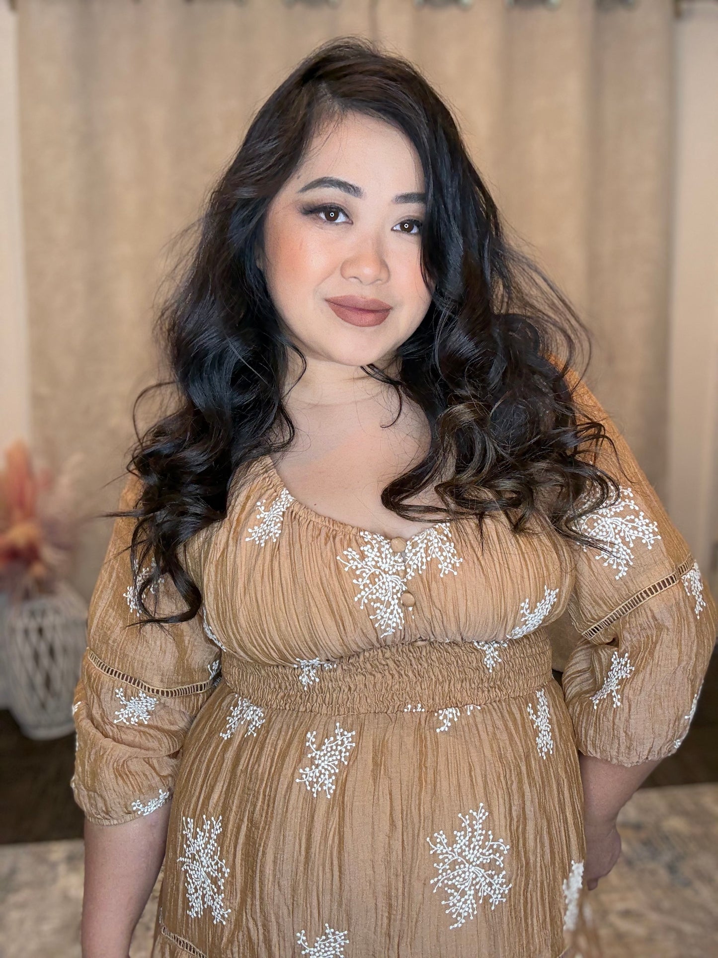 Camel Embroidery Dress