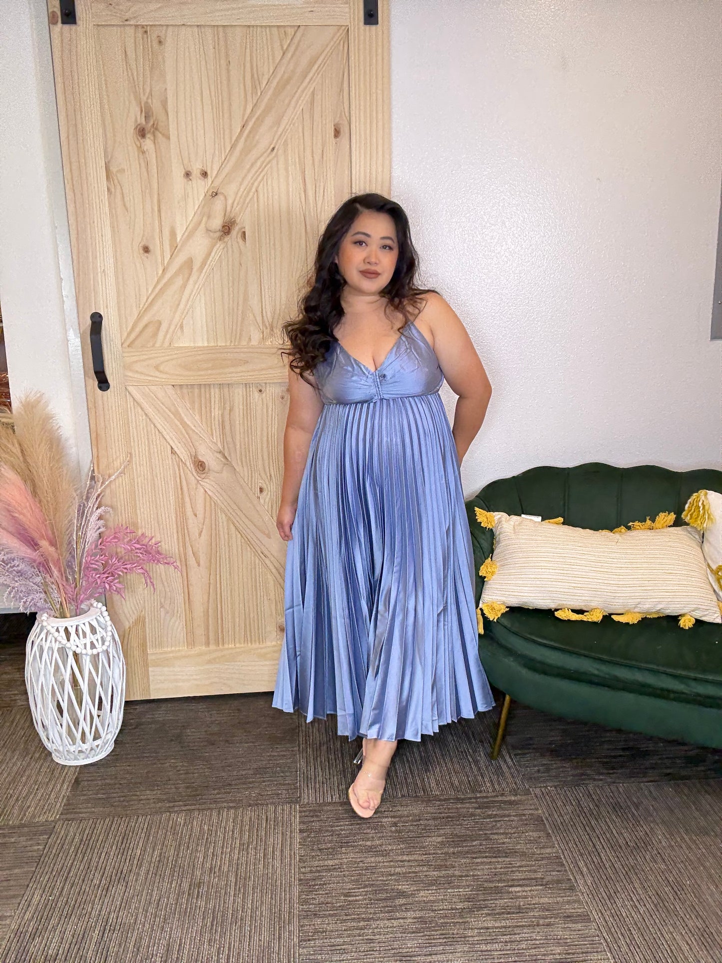 Periwinkle Pleat Dress