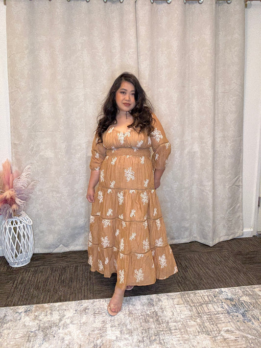 Camel Embroidery Dress