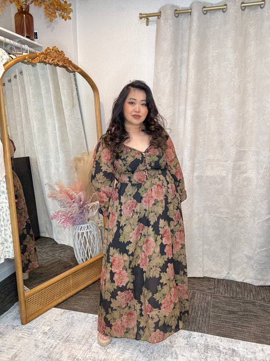 Brown Floral Dress