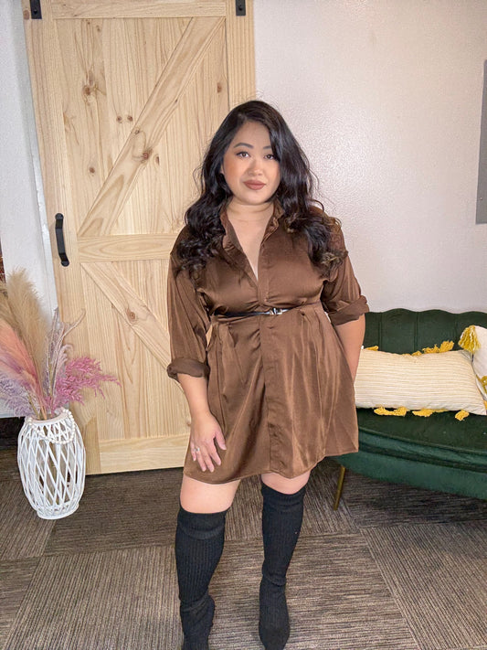 Brown Satin Dress