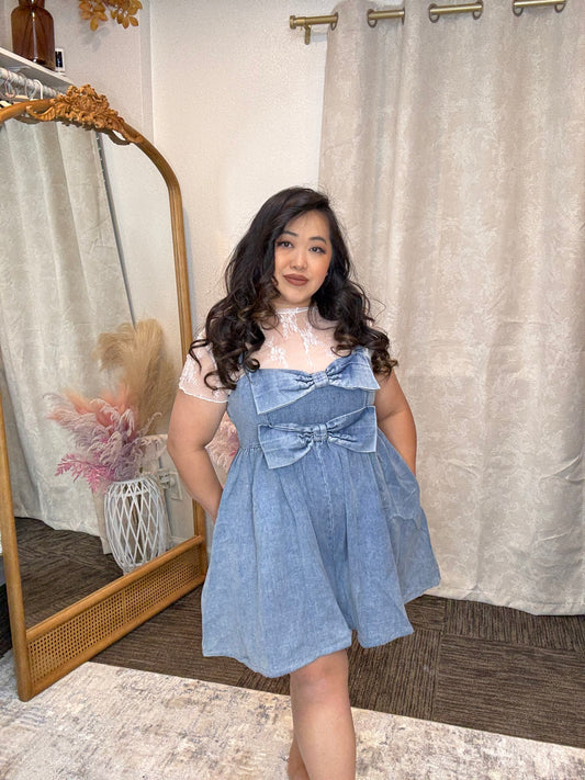 Denim Bow Romper